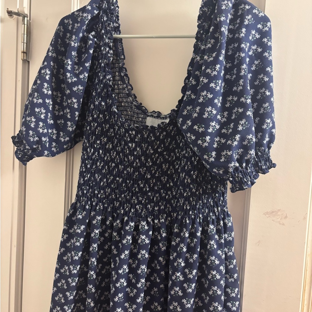 Hill House Louisa Dress - Posy Navy Crepe